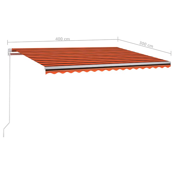 izvelkama markīze ar LED un vēja sensoru, 4x3 m, oranži brūna