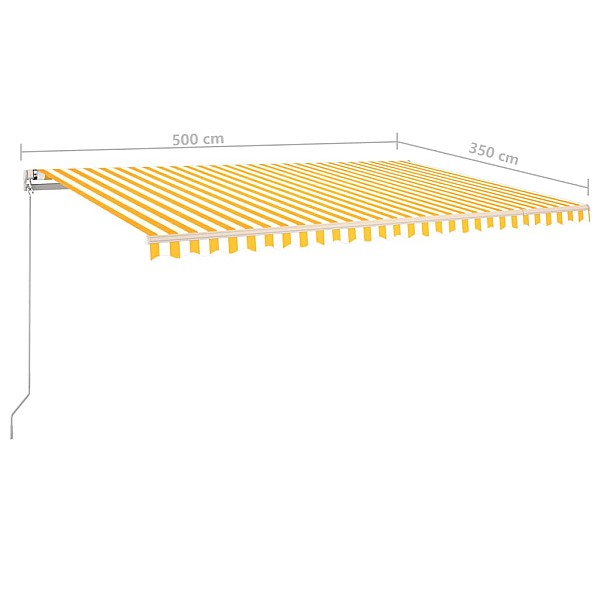 izvelkama markīze ar LED un vēja sensoru, 5x3,5 m, dzeltenbalta