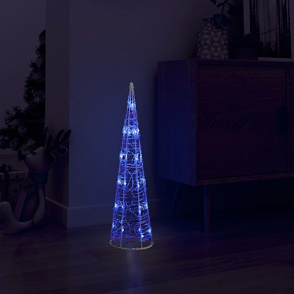 LED lampiņu dekorācija, akrils, piramīda, 60 cm, zila