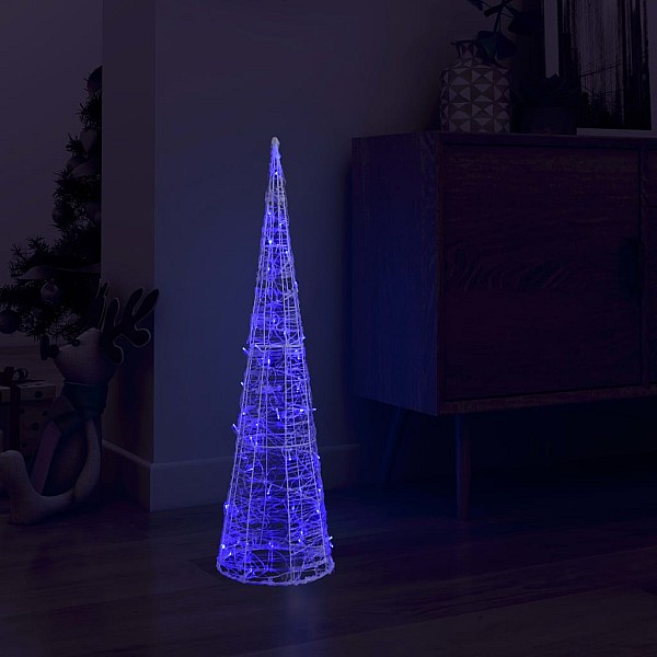 LED lampiņu dekorācija, akrils, piramīda, 90 cm, zila