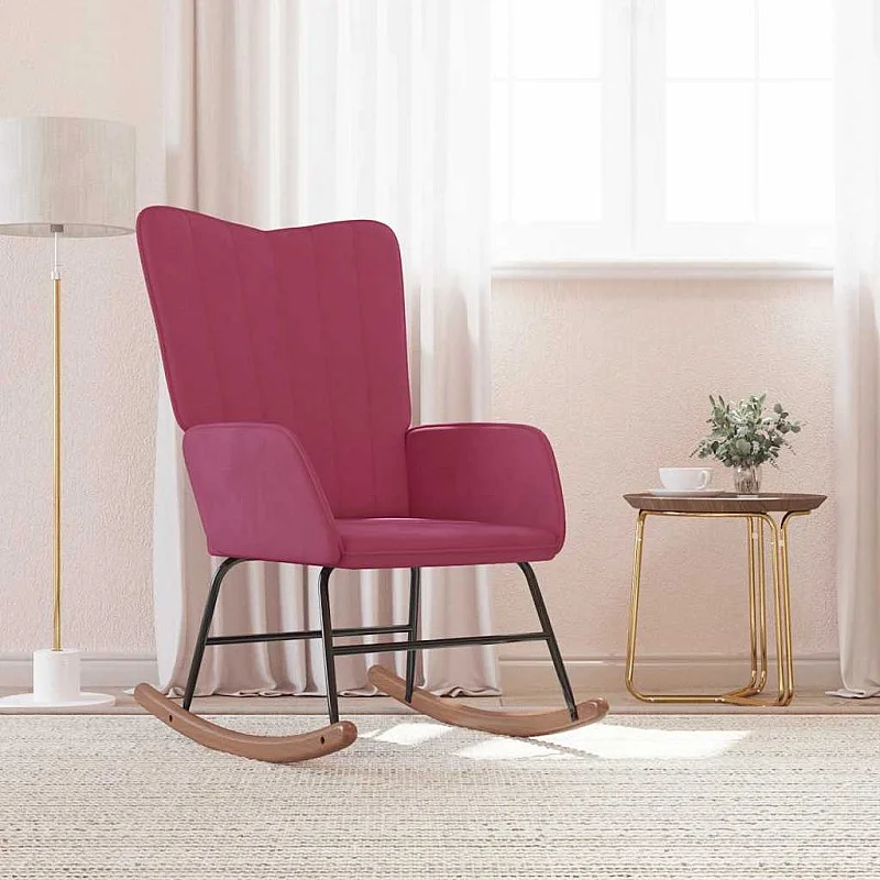 šūpuļkrēsls, vīnsarkans samts