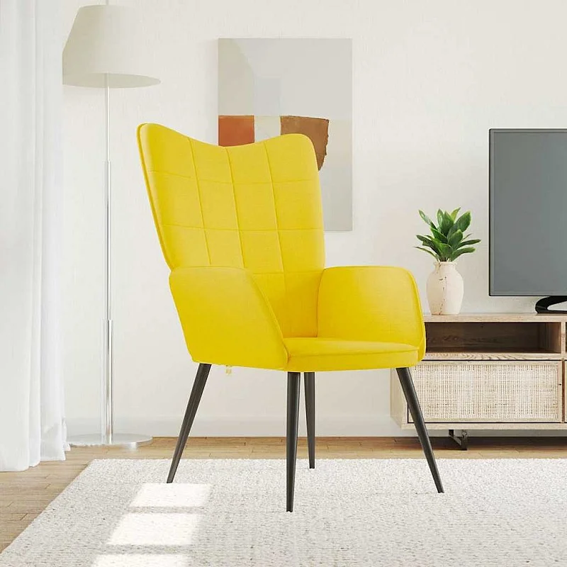 atpūtas krēsls, sinepju dzeltens audums