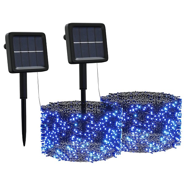 solārā lampiņu virtene, 2 gab., 2x200 LED, zila