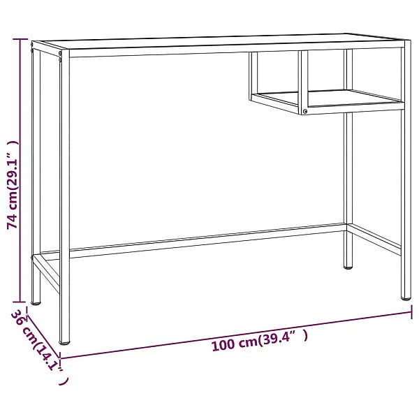 datorgalds, melns marmora raksts, 100x36x74 cm, rūdīts stikls