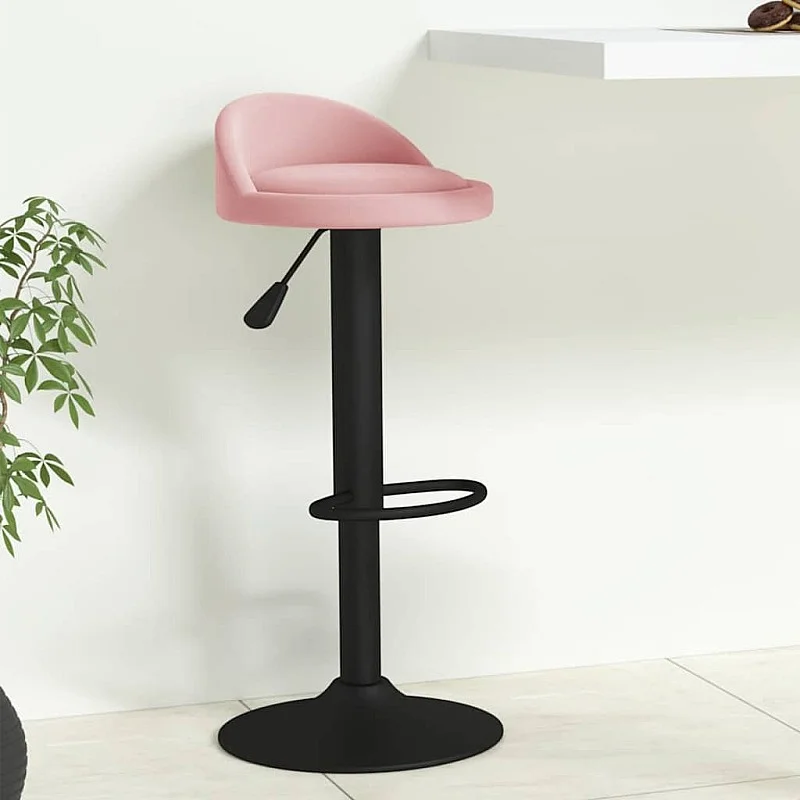 Baro taburetė, rožinės spalvos, aksomas