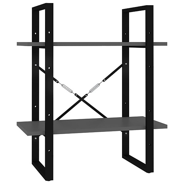 2-līmeņu grāmatu plaukts, pelēks, 60x30x70cm, inženierijas koks