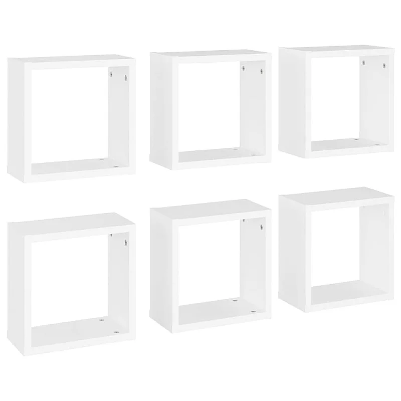kuba formas sienas plaukti, 6 gab., balti, 30x15x30 cm kuba formas sienas plaukti, 6 gab., balti, 30x15x30 cm