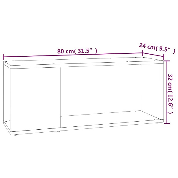 TV plaukts, melns, 80x24x32 cm, inženierijas koks