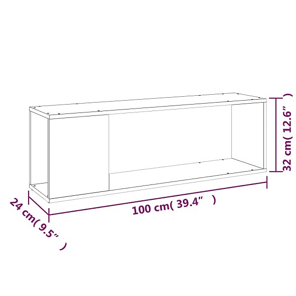 TV plaukts, melns, 100x24x32 cm, inženierijas koks