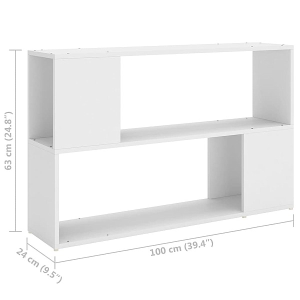 grāmatu plaukts, 100x24x63 cm, inženierijas koks, balts