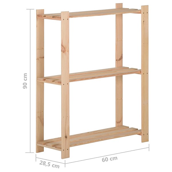 3-līmeņu glabāšanas plaukts, 60x28,5x90 cm, priedes masīvkoks