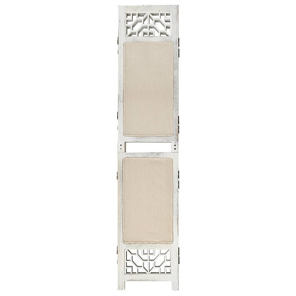 338559  4-Panel Room Divider Cream 140x165 cm Fabric