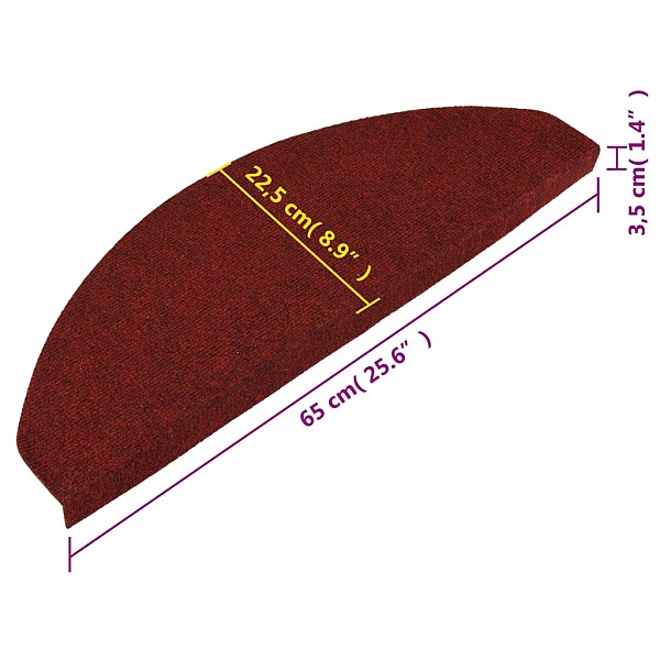 kāpņu paklāji, 15 gab., pašlīmējoši, 65x22,5x3,5 cm, sarkani