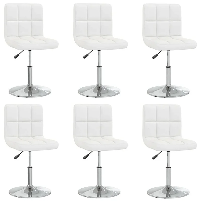 virtuves krēsli, 6 gab., balta mākslīgā āda