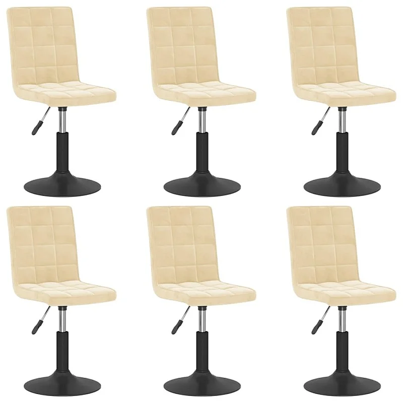 grozāmi virtuves krēsli, 6 gab., krēmkrāsas samts