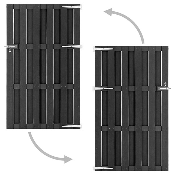 dārza vārti, WPC, 100x180 cm, pelēki