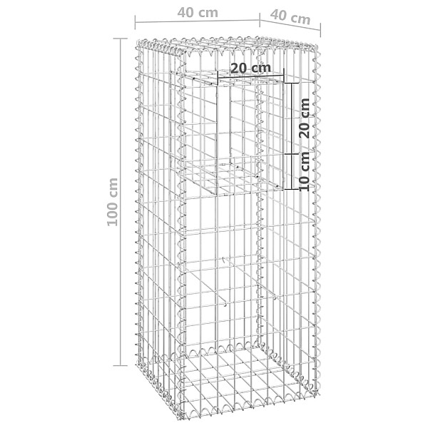 vertikāls gabions, 40x40x100 cm, dzelzs