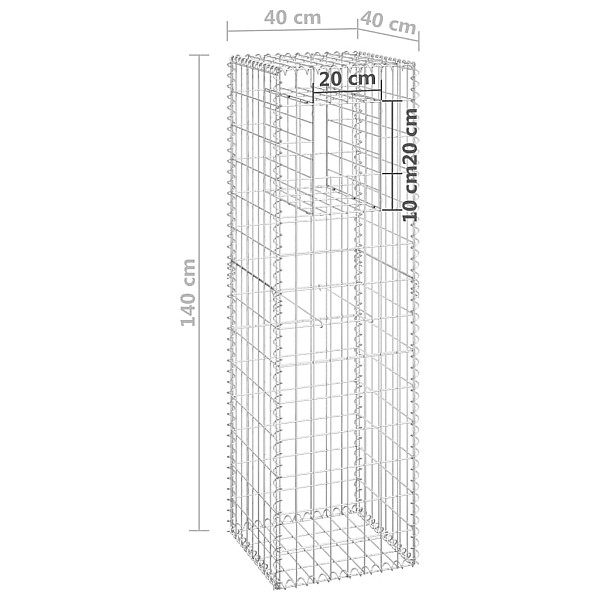 vertikāls gabions, 40x40x140 cm, dzelzs