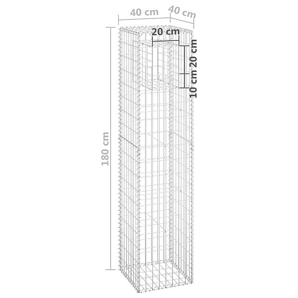 vertikāls gabions, 40x40x180 cm, dzelzs