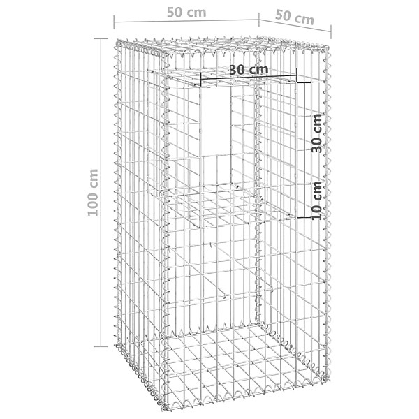 vertikāls gabions, 50x50x100 cm, dzelzs