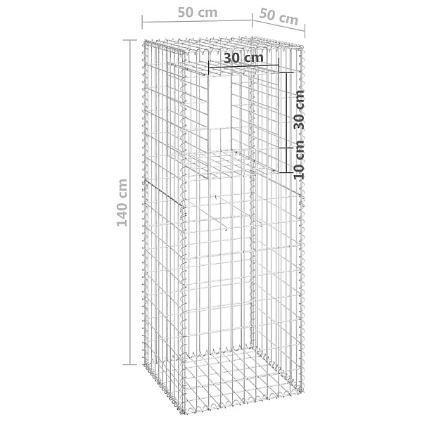 vertikāls gabions, 50x50x140 cm, dzelzs