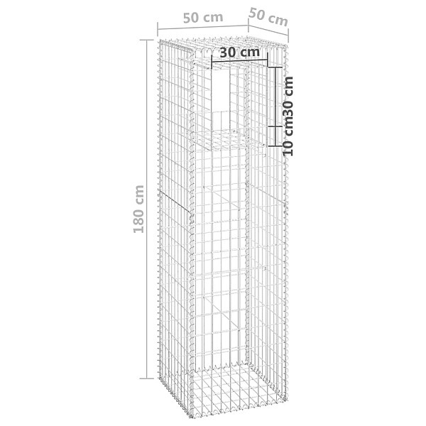 vertikāls gabions, 50x50x180 cm, dzelzs