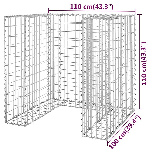 gabions atkritumu tvertnēm, cinkots tērauds, 110x100x110 cm