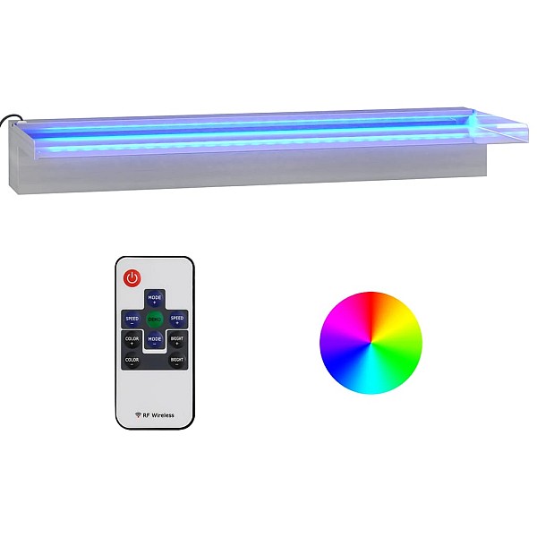 ūdenskritums ar RGB LED gaismām, nerūsējošs tērauds, 60 cm