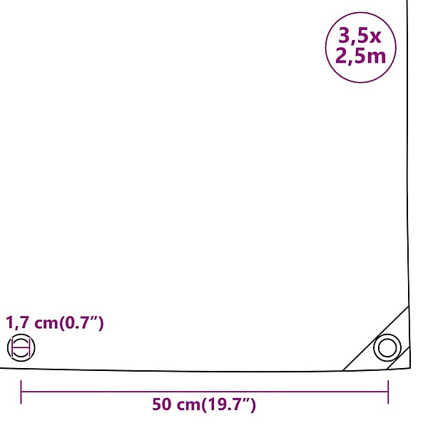 brezenta pārklājs, tents, 650 g/m², 3,5x2,5 m, melns