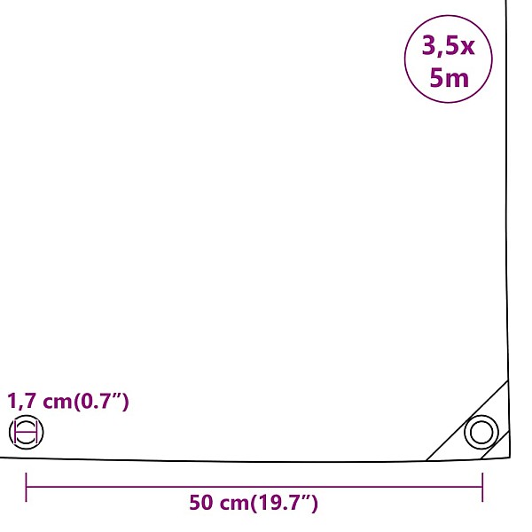 brezenta pārklājs, tents, 650 g/m², 3,5x5 m, melns