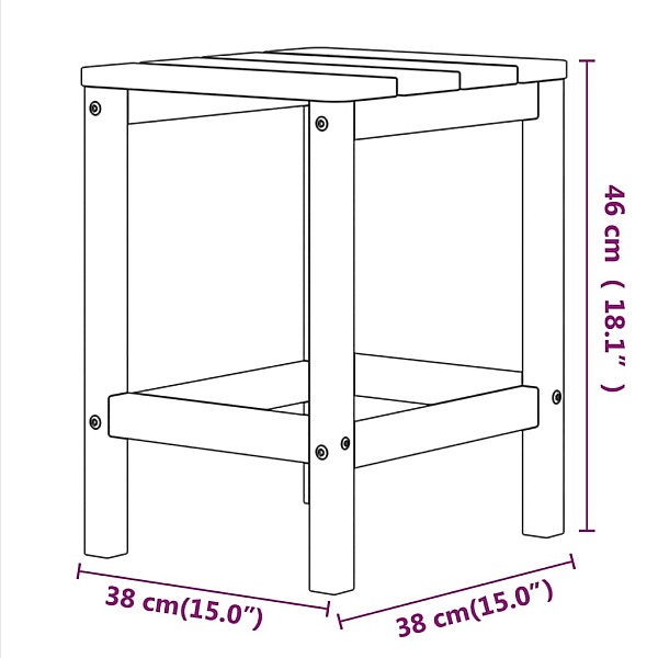 dārza galds, zils, 38x38x46 cm, HDPE