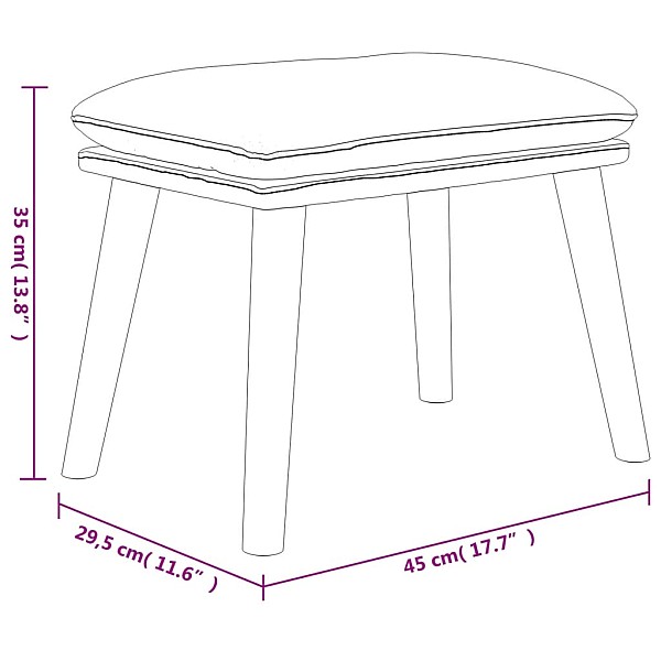 kājsoliņš, 45x29,5x35 cm, krēmbalts samts