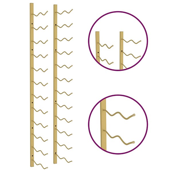 sienas vīna pudeļu plaukts 24 pudelēm, zeltaina dzelzs