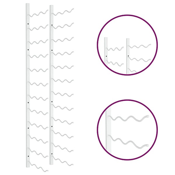 sienas vīna pudeļu plaukts 36 pudelēm, balts, dzelzs