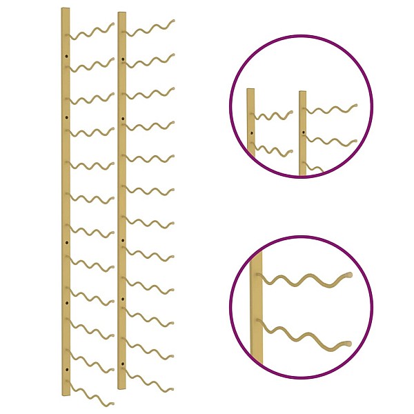 sienas vīna pudeļu plaukts 36 pudelēm, zeltaina dzelzs