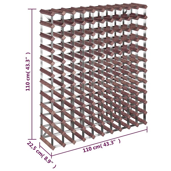 vīna pudeļu plaukts 120 pudelēm, brūns priedes masīvkoks