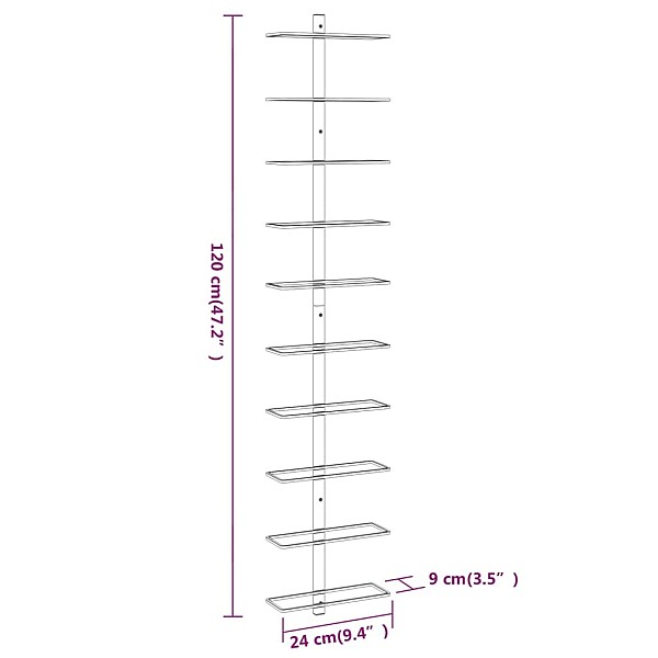 vīna pudeļu sienas plaukts 10 pudelēm, balts, metāls