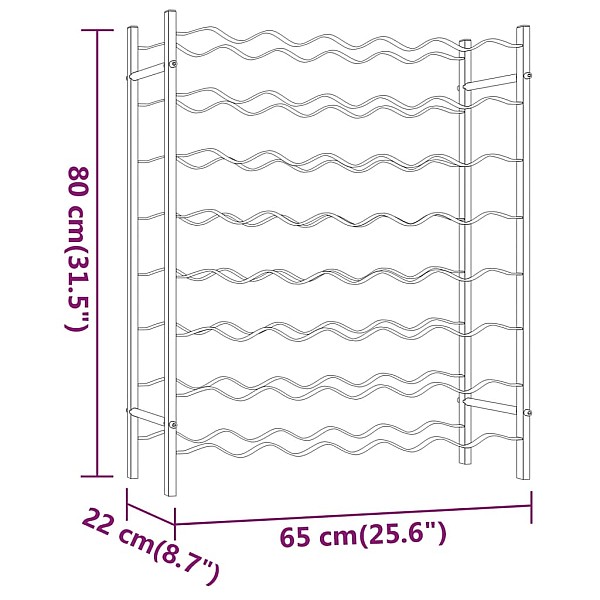 vīna pudeļu plaukts, 48 pudelēm, balts metāls