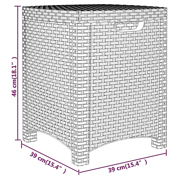 dārza uzglabāšanas kaste, 39x39x46 cm, PP rotangpalma, brūna