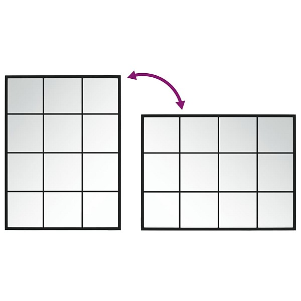 sienas spogulis, melns, 80x60 cm, metāls