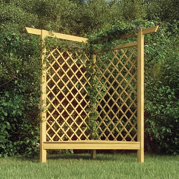 stūra pergola ar soliņu, 166x81x174 cm, impregnēts priedes koks