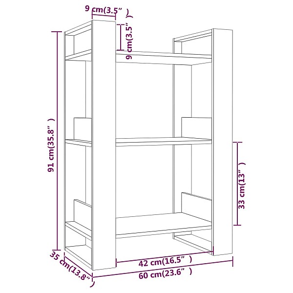 grāmatu plaukts, 60x35x91 cm, priedes masīvkoks