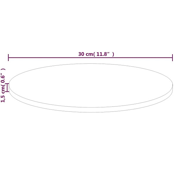 apaļa galda virsma, Ø30x1,5 cm, neapstrādāts ozola masīvkoks