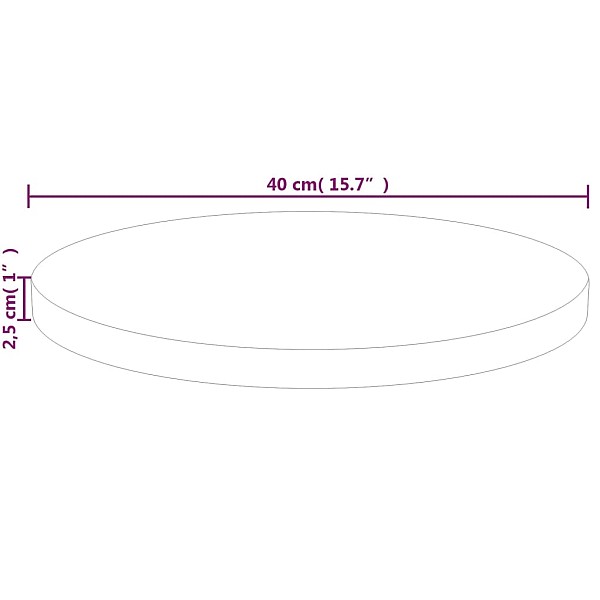 apaļa galda virsma, Ø40x2,5 cm, neapstrādāts ozola masīvkoks