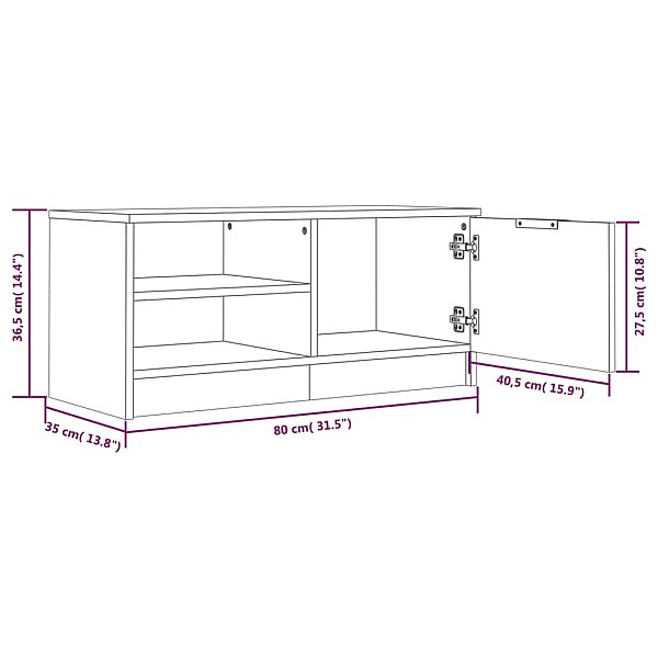 TV skapītis, betonpelēks, 80x35x36,5 cm, inženierijas koks