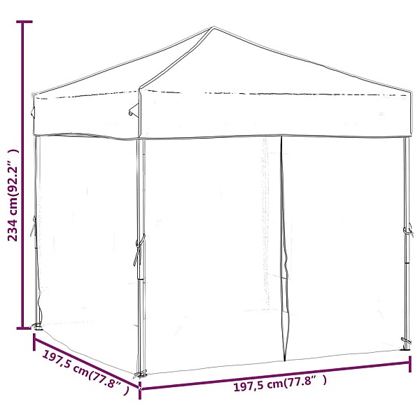 saliekama nojume ar sienām, antracītpelēka, 2x2 m