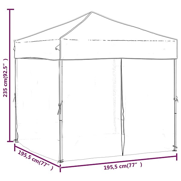 saliekama nojume ar sienām, balta, 2x2 m