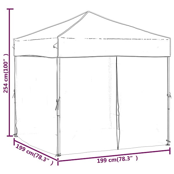 saliekama nojume ar sienām, balta, 2x2 m