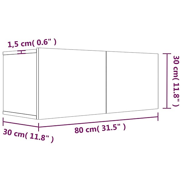 TV skapītis, pelēka ozola, 80x30x30 cm, inženierijas koks