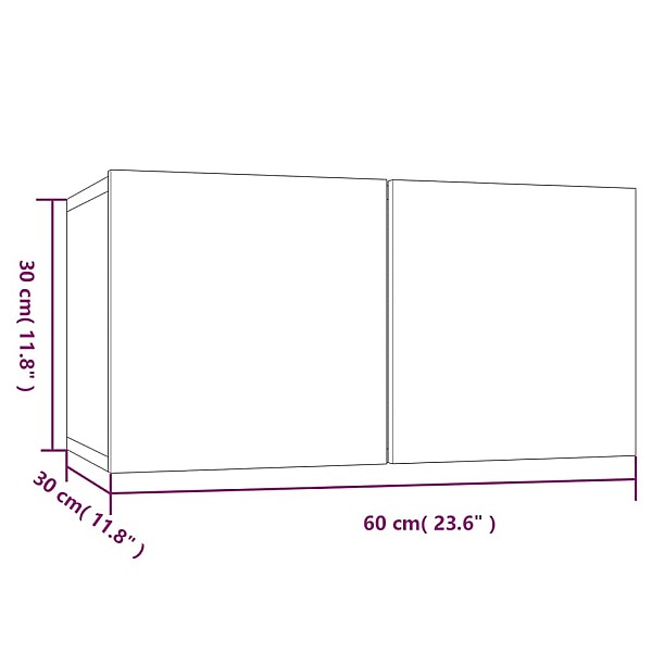 sienas TV skapītis, pelēka ozola, 60x30x30cm, inženierijas koks